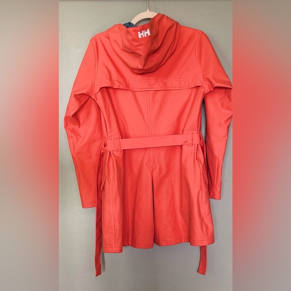 Helly Hansen Women's Orange Kirkwall Rain Jacket/Trenchcoat Blue Chambray Lining - Picture 6 of 7